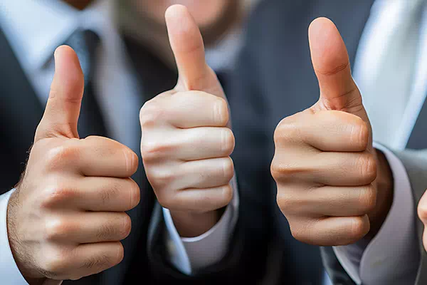 Mani con pollici in su